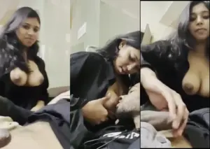 Delhi horny girl giving hand job to her boyfriend desi sex mms