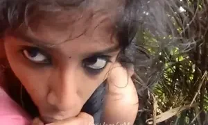 Tamil Collage girl sucking lover dick in outdoor jungle