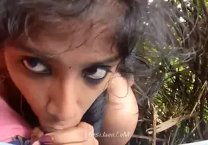 Tamil Collage girl sucking lover dick in outdoor jungle